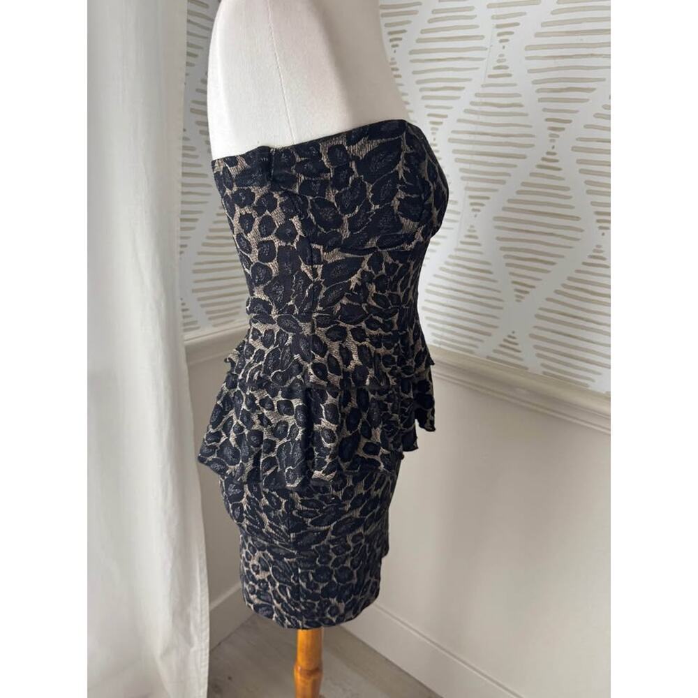 Shasa Women’s Medium Y2K Peplum Glitter Leopard Strapless Mini Dress - Picture 7 of 8